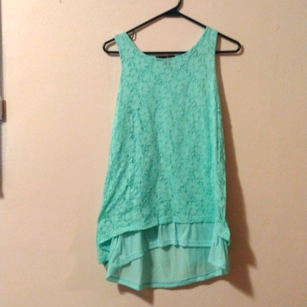 Teal lace tank